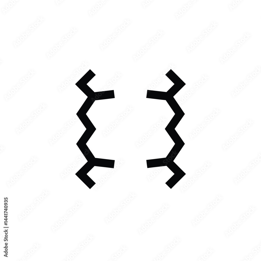 Obraz premium Two abstract zigzag shapes facing each other geometric black and white vector