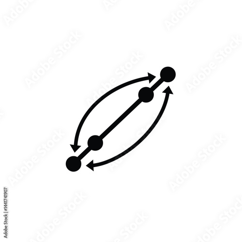 Conceptual process flow diagram with connected circles and circular arrows illustration