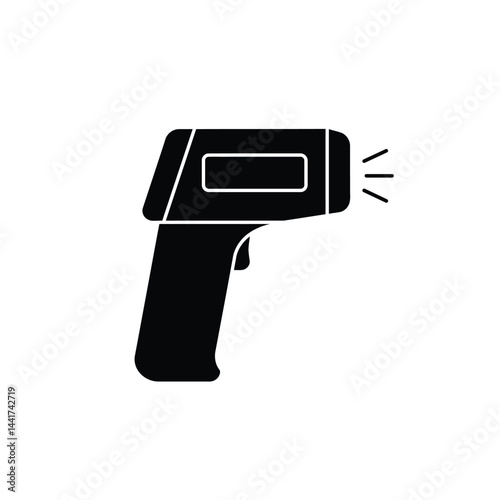 Black and white icon of a non contact infrared thermometer gun