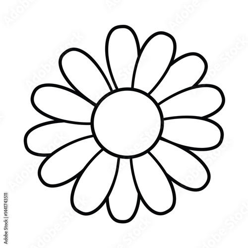 Simple daisy flower outline vector illustration perfect for coloring and design projects