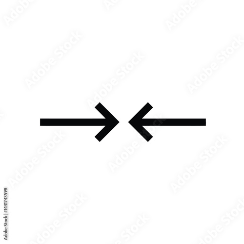 Two arrows pointing inward indicating reduction or convergence in a minimalist style