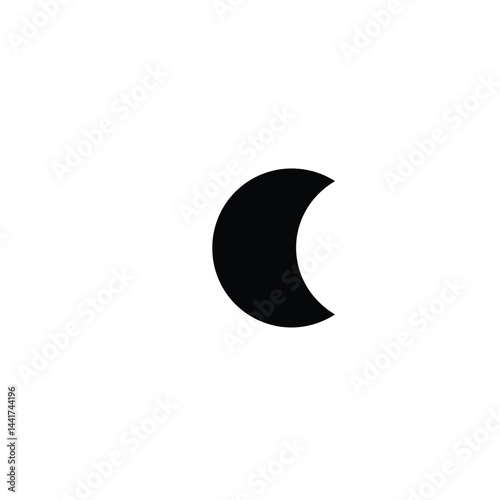 Minimalist crescent moon illustration black and white icon design vector graphic