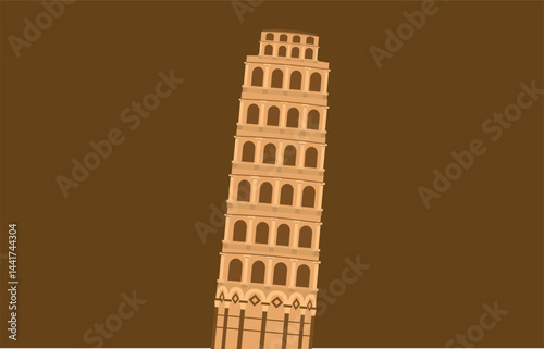 illustration of the Biza Tower, an iconic landmark in Italy, showcasing its historical architecture and cultural significance, symbolizing Italy's rich heritage in a minimalist style