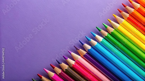 Back to School: Colorful Pencils on Purple Background - Creative Education Flat Lay