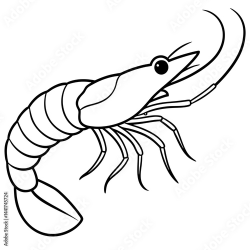 Continuous Line Shrimp Vector Art