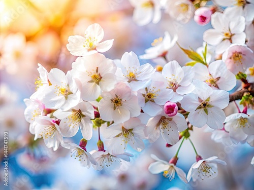 Delicate Cherry Blossom Closeup, Spring Flowers, White Blossoms, Soft Focus Background, Nature Photography, Macro Photography, Floral Image