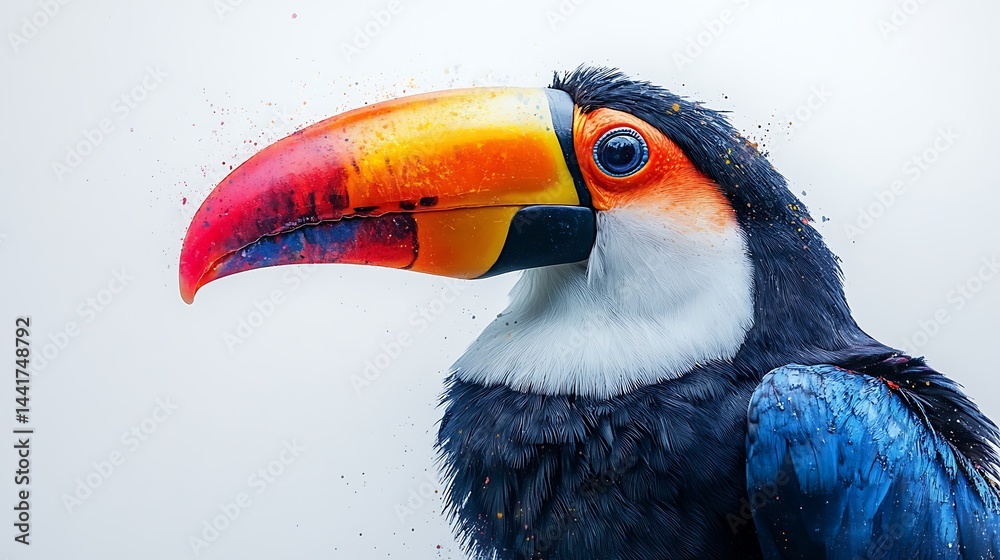 Obraz premium Vibrant toucan with colorful beak high resolution image