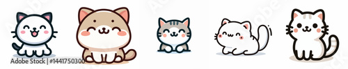 Vector collection of cute smiling cats