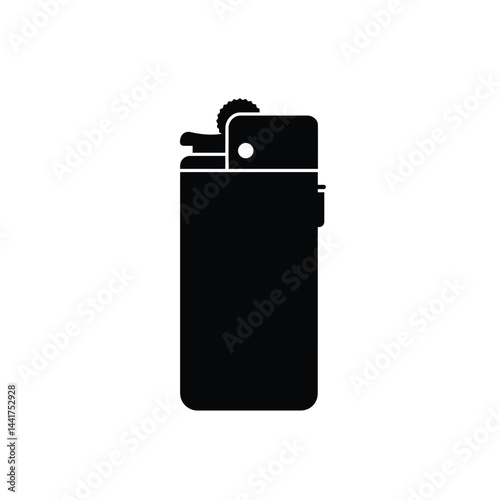 Black and white graphic illustration of a classic lighter for design projects