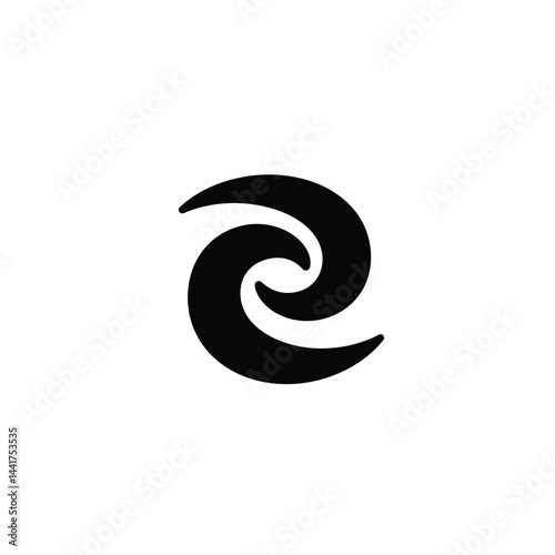 Black and white illustration of the hei matau maori fish hook symbol