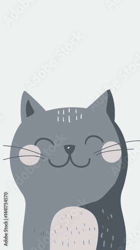 Charming Gray Cat Minimalist Vector Art for Cute Animal Illustrations and Designs