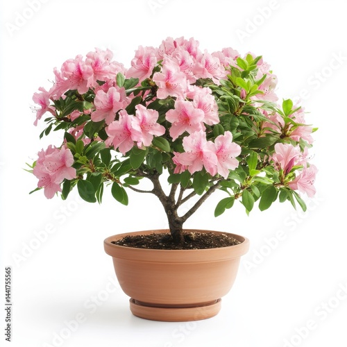 Wallpaper Mural Pink Azalea Bonsai in Terracotta Pot Against White Background Torontodigital.ca