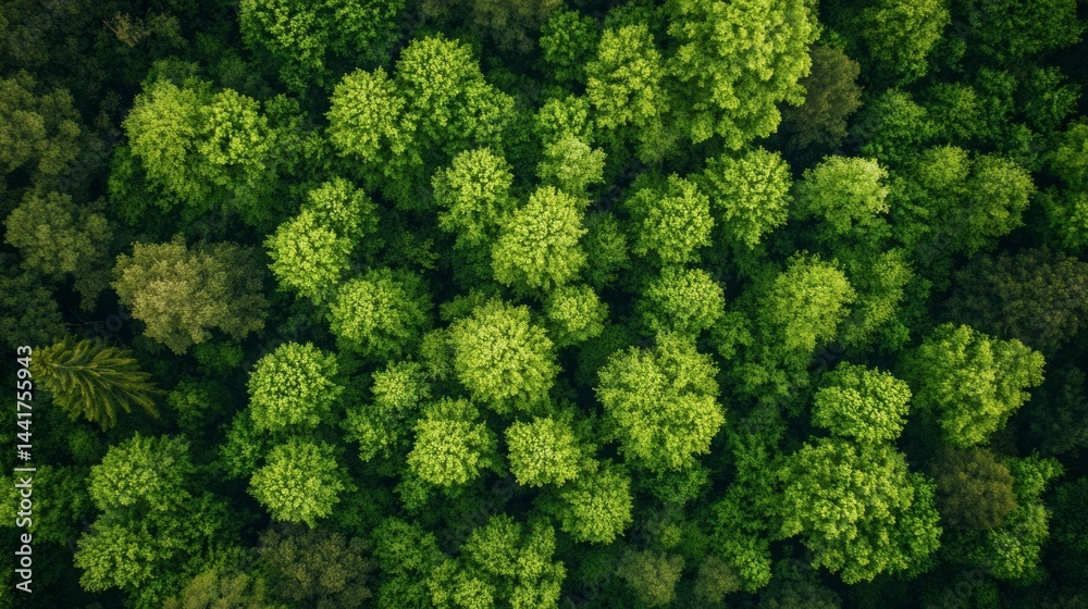 Top view of a young green forest in spring or summer Top view of a young green forest in spring or summer