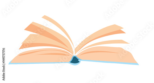illustration of a flipping book viewed from the side, showcasing the pages in motion with a clean, simple style, symbolizing reading, knowledge, and education in a minimalist design.