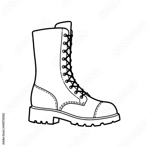 Black and white military boot illustration for Memorial Day USA  