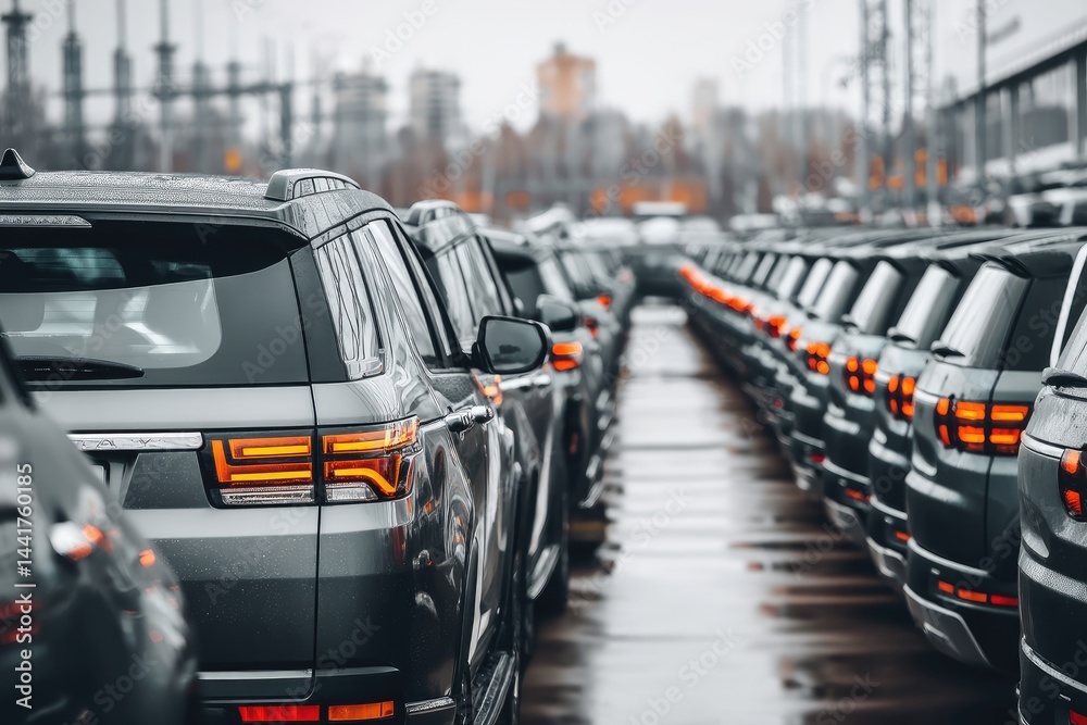 New cars in a row