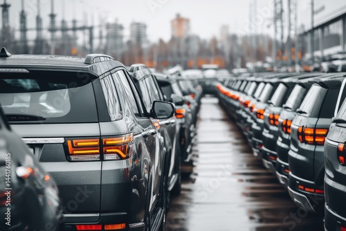 Obraz na płótnie New cars in a row w salonie