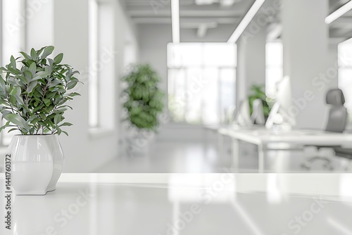 Blur focus of White open space office interior can be used as background