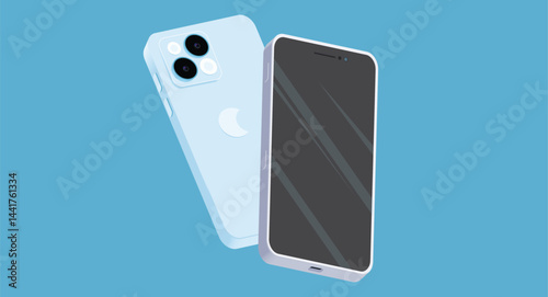 Illustration of a futuristic mobile phone device with a sleek design and blue glow, presented as a mockup, symbolizing advanced technology, innovation, and modern communication tools.