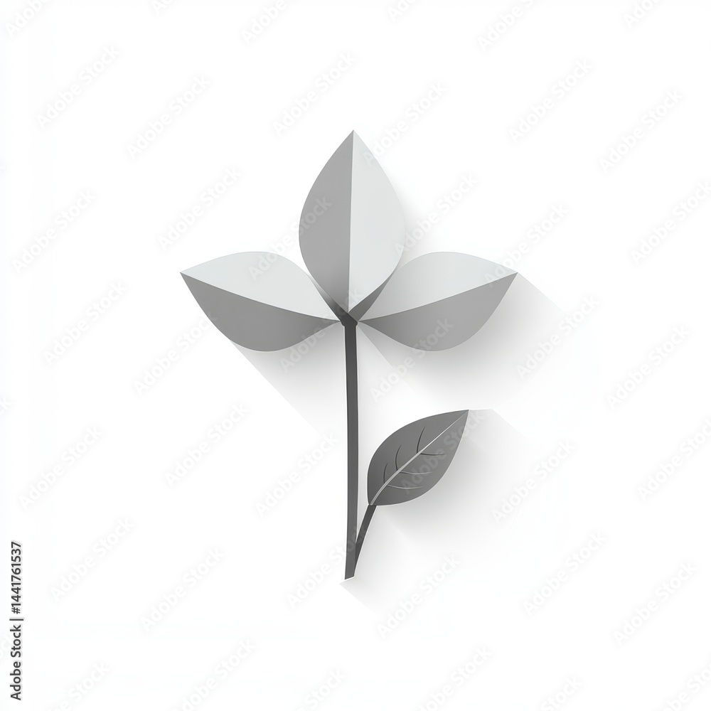Gray Paper Flower Illustration with Shadow Gray Paper Flower Illustration with Shadow