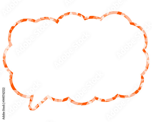 ステンドグラス風吹き出し　三角形模様　細長い雲形