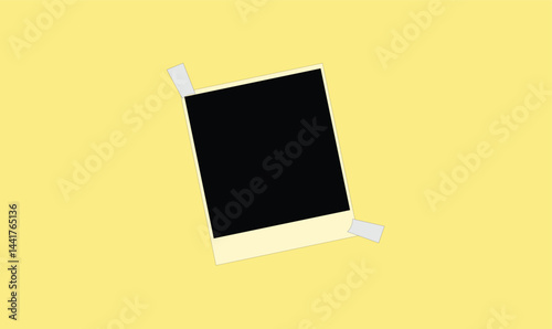 Photo frame on the wall. Blank photograph stuck with sticky tape vector