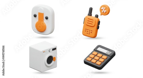 3D Rendered Icons: Smart Home & Utilities