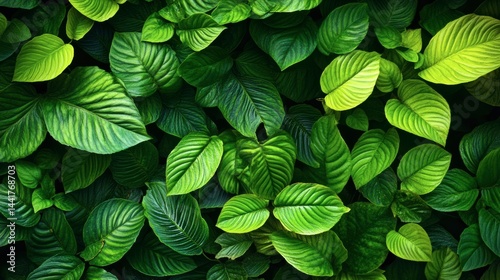Nature of green leaf in garden at summer. Natural green leaves plants using as spring background