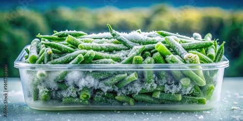 Frozen Green Beans Double Exposure Photography: Stunning Food Stock Photo