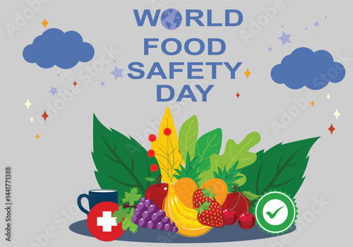 World Food Safety Day concept. world food day Vector Illustrator creative artwork with light backgrounds. Graphic resource design.
