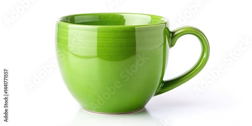 Green Ceramic Mug, White Background, Isolated Food Photography, Still Life, Drinkware