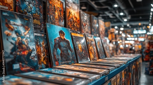 A display of graphic novels and comic books in a store evokes imagination