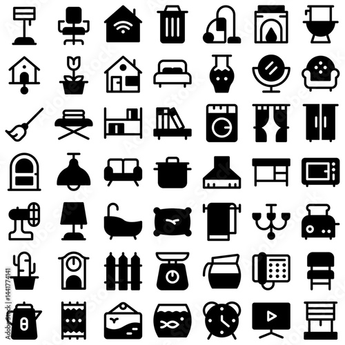 Home Living Furniture Decoration Icon Set. Perfect for user interface, new application
