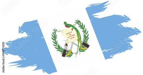 Flag design featuring the national emblem on a blue and white field, suitable for cultural or educational applications.