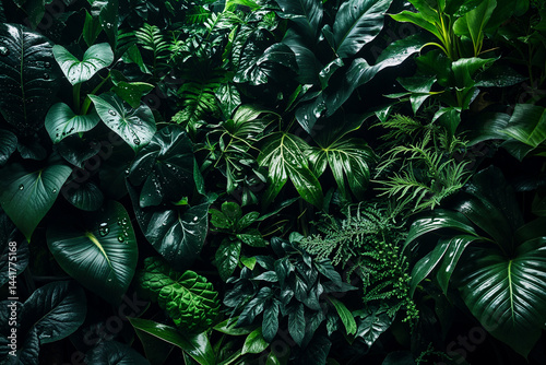 Lush Green Tropical Foliage Background