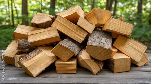 Wallpaper Mural Stacked chopped firewood with rustic texture, conveying natural simplicity and warmth. Torontodigital.ca
