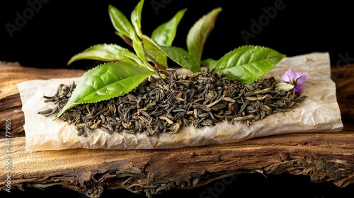 Oolong tea harvesting process nature's bounty food photography rustic setting close-up organic wellness