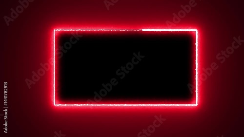 Abstract neon line picture frame background, Rectangular Fire effect Animation. Fire Flame Gradually Appearing in A rectangle Frame