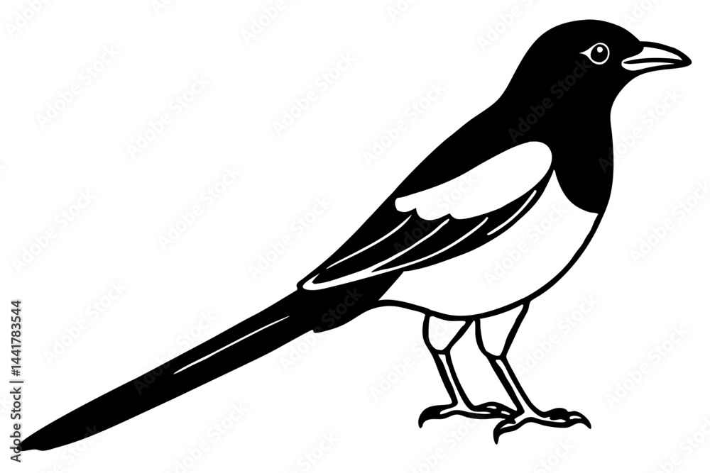 Fototapeta premium Elegant Magpie Line Art