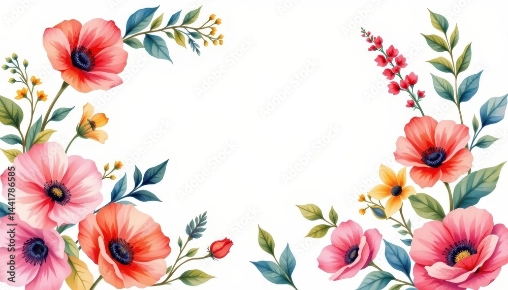 Obraz premium Elegant watercolor clipart on a chic white backdrop.