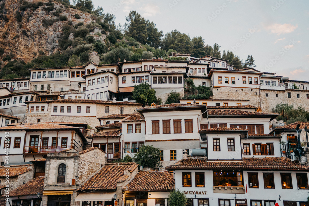 Obraz premium Architecture of Berat, Albania: UNESCO World Heritage Hillside Houses
