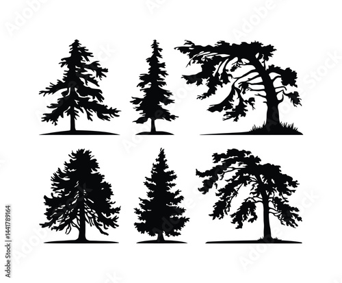 Abstract Hemlock Tree Silhouette Collection Template