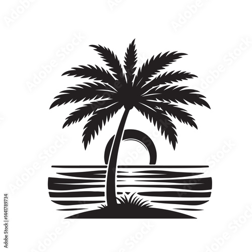 palm tree icon over white background, silhouette style, vector illustration 