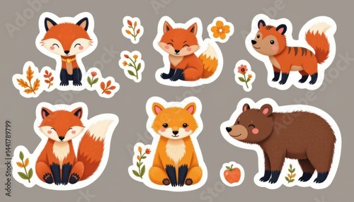 Woodland animal stickers featuring cute critters like foxes and bears.