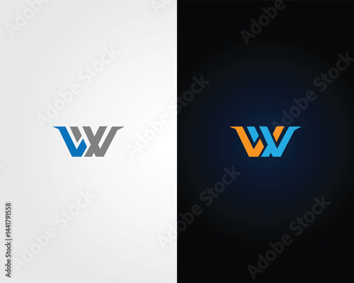 Modern Geometric LW or WL Letter Logo Design Concept Vector Template.