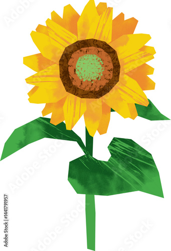 切り絵風のひまわり
