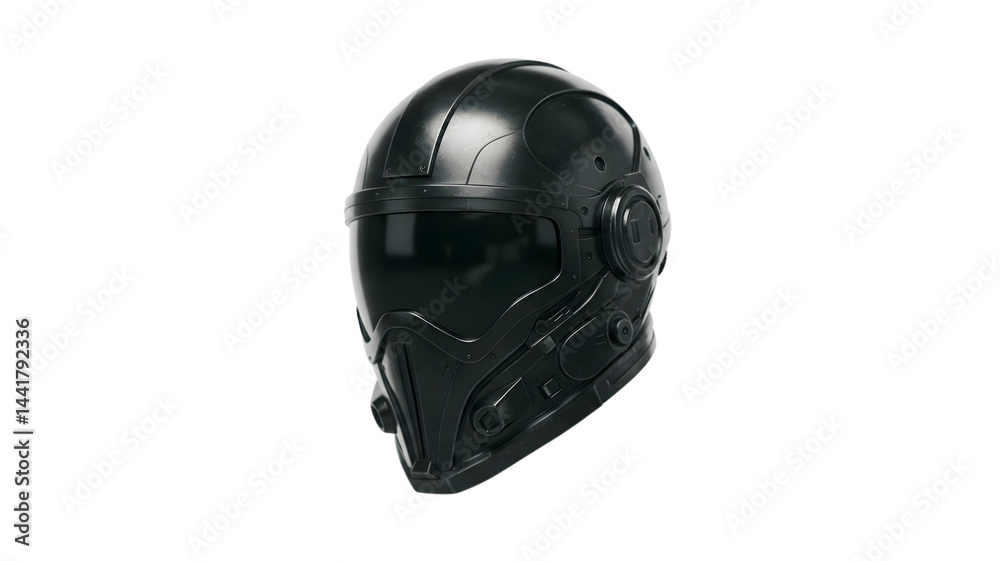 Fototapeta premium Tactical helmet futuristic design protective gear for airsoft and motorcycle riding safety equipment gear on transparent background