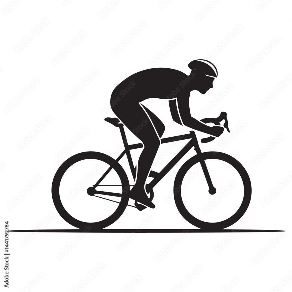 Fototapeta premium Cyclist Black Vector Black silhouettes, Simple Design Icon with White Background