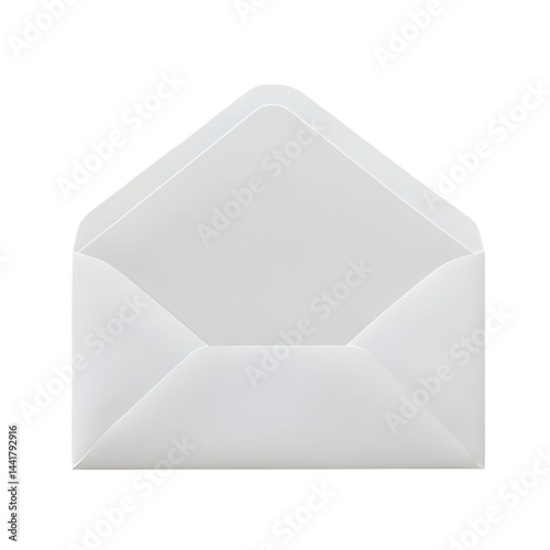 Elegant minimalist depiction of a pristine open white envelope on black canvas
