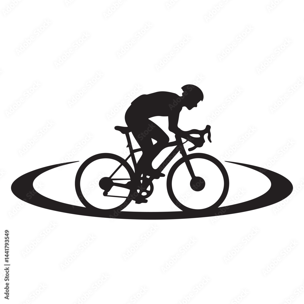 Obraz premium Cyclist Black Vector Black silhouettes, Simple Design Icon with White Background